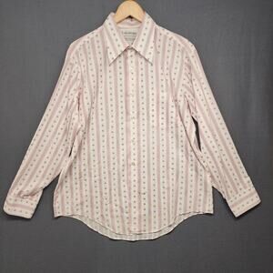 Vintage 60s 70s Mac Phergus Shirt Mens 16.5 L/XL Long Sleeve Button Up Geometric